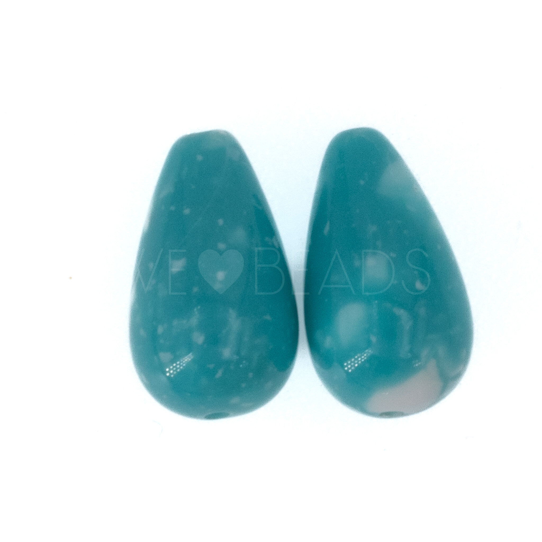 14x8 Tropfen perle in hellblau weisse tupfen 