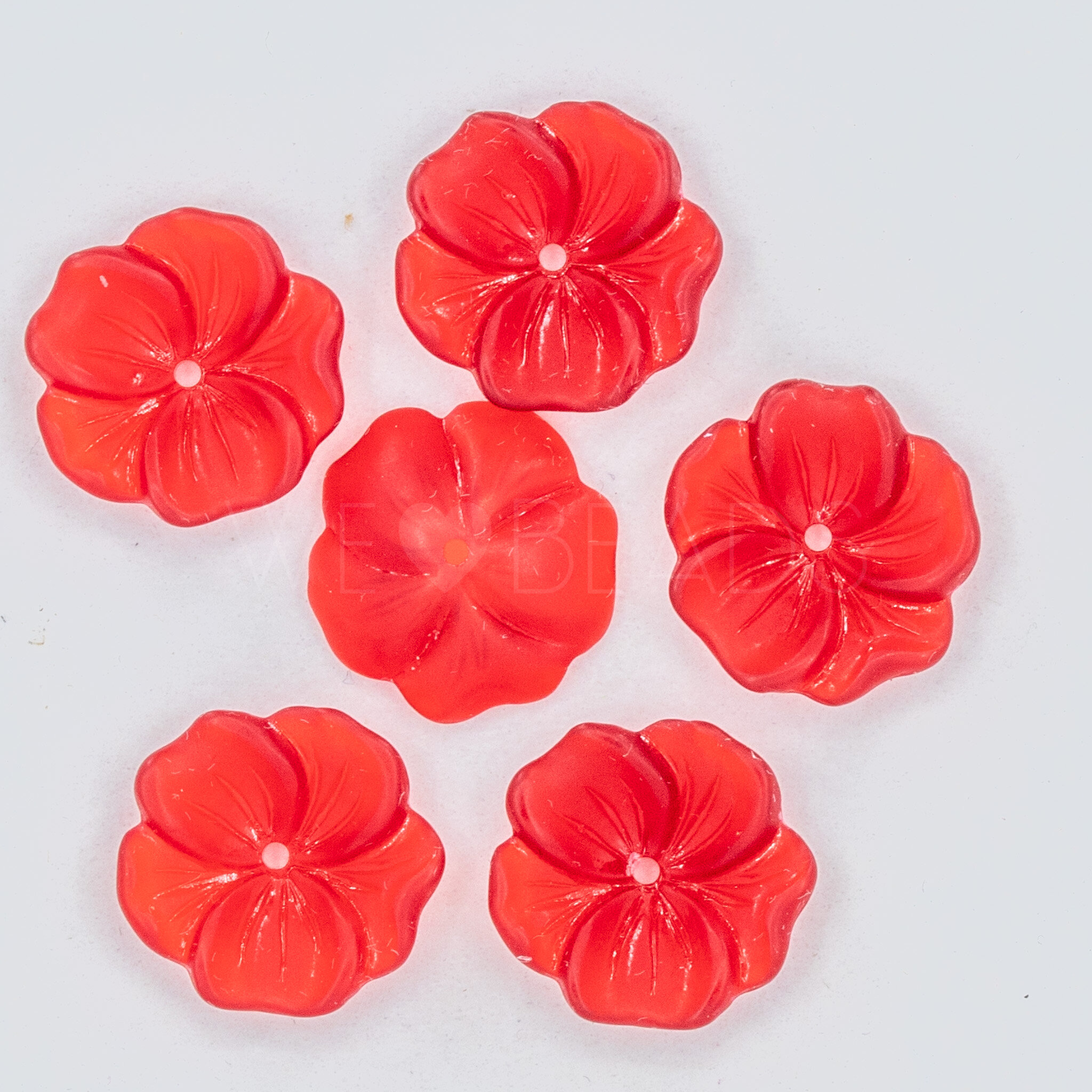 14mm Flower Beads in red