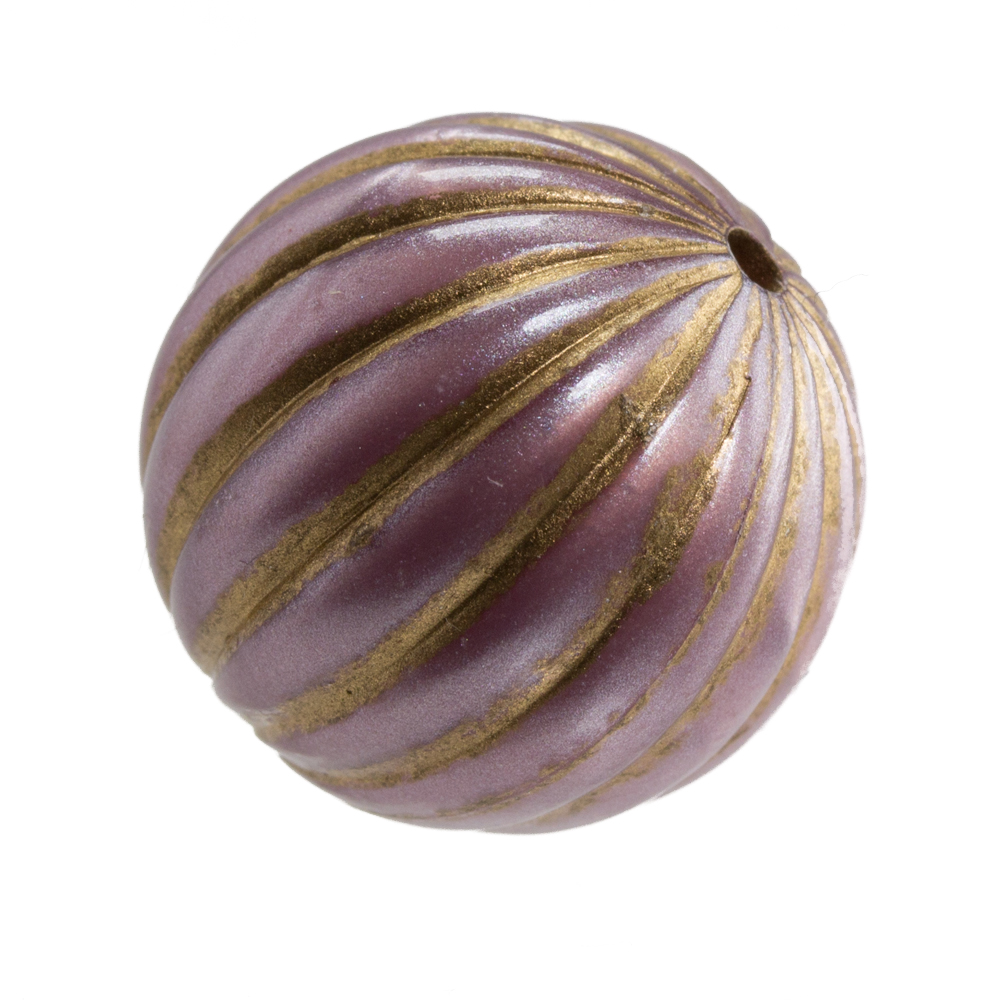 18mm gerillte Rund Perle in perlrosa/gold