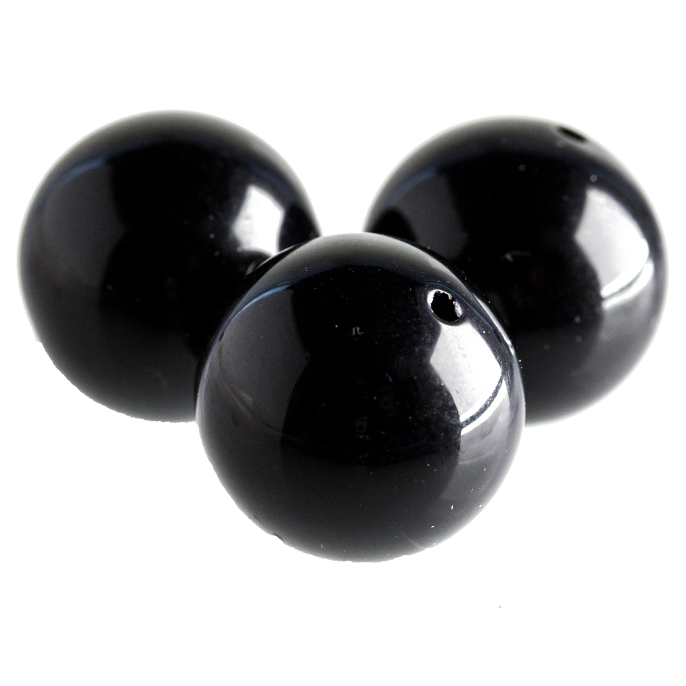 12mm Rundperle in  Schwarz Satt