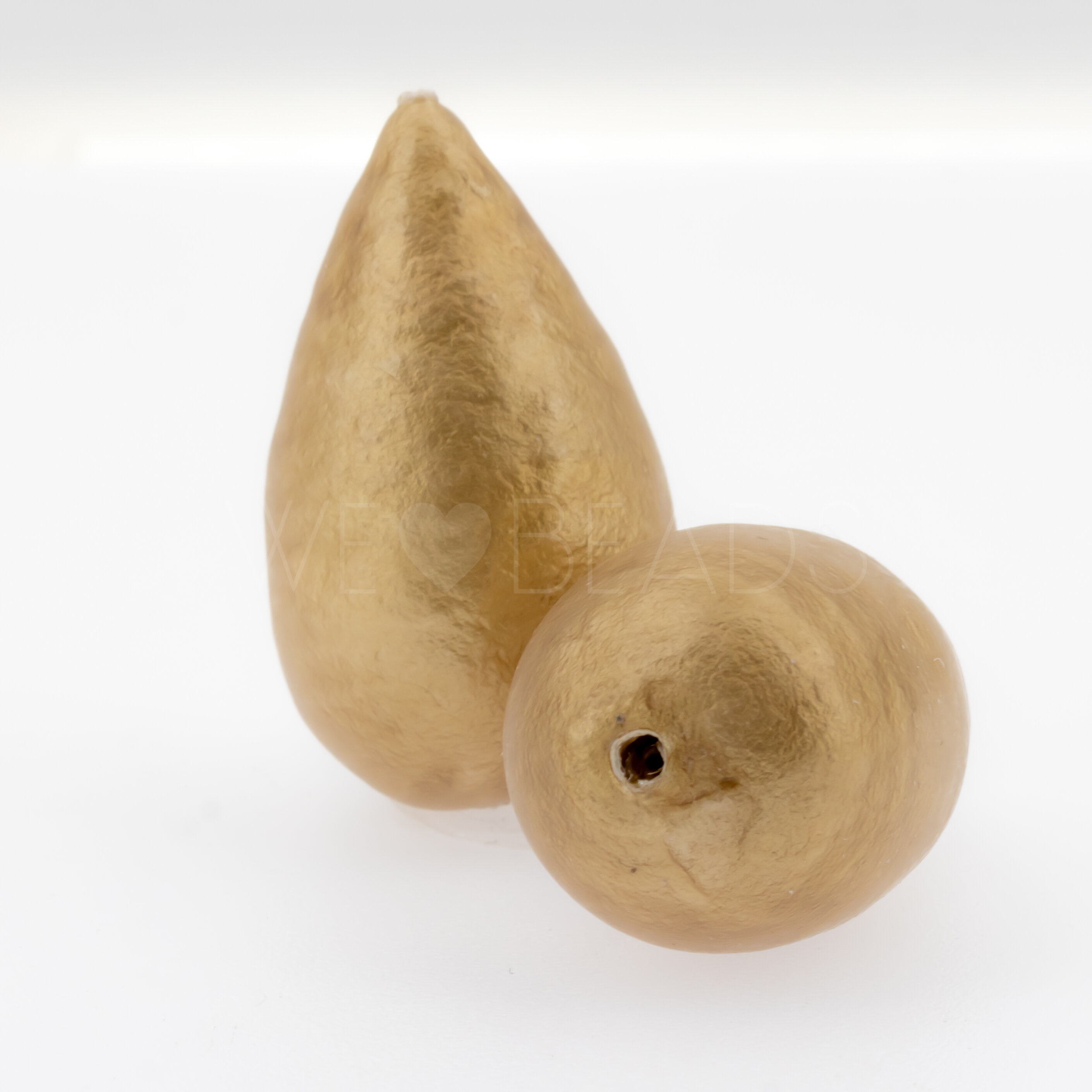 40x23 Paper-Mache Bead Tropfen in sesam beige matt