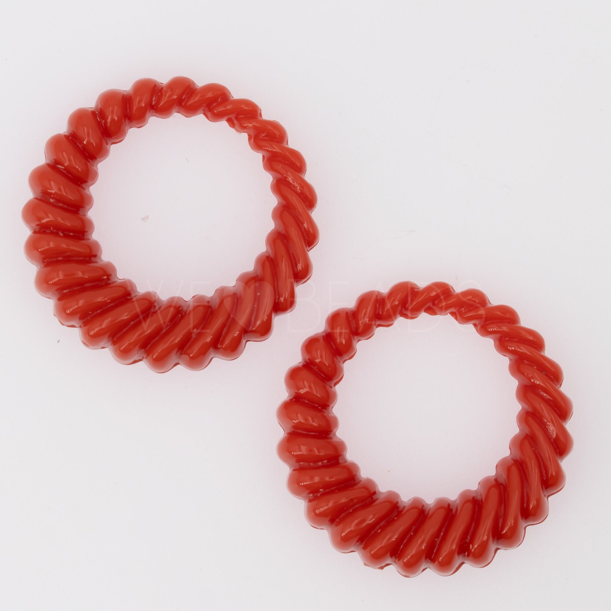 30mm Round Charm in coral-red