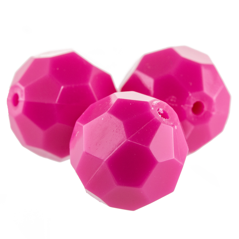 6mm  facettierte Rundperle in  azalee pink Satt