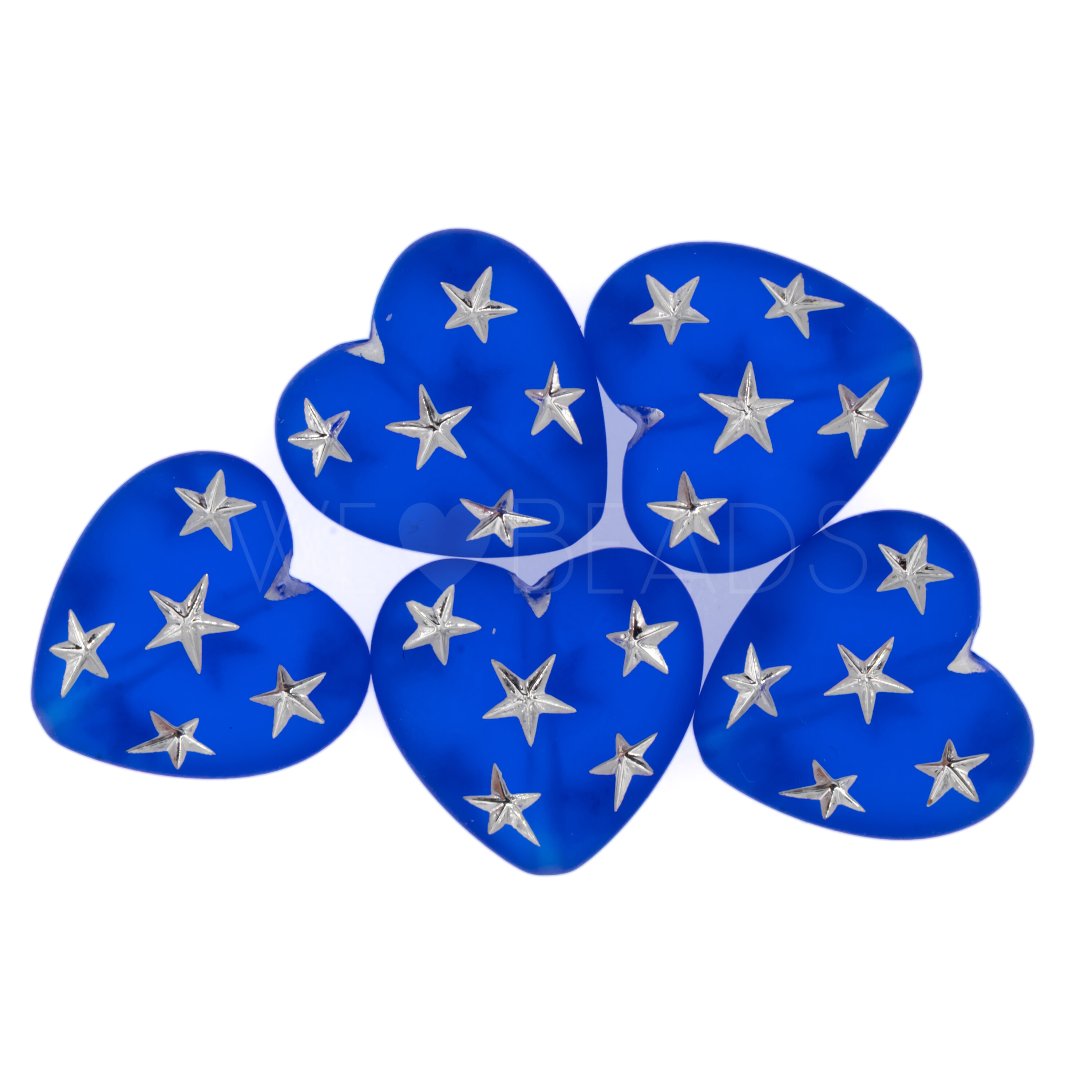 14mm Herz-Perle in blau - silber Transparent, Matt, 2-Farbig