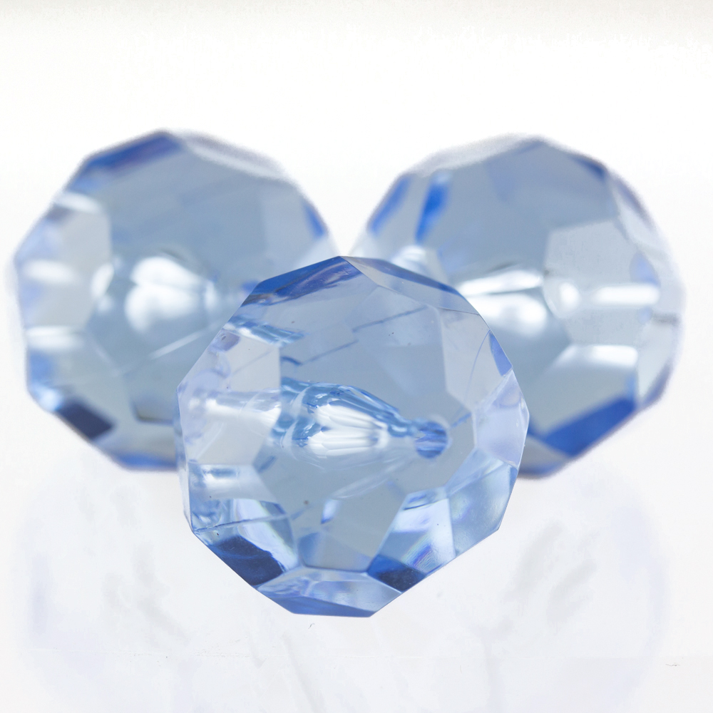 14mm facetted round Bead- air blue Translucent