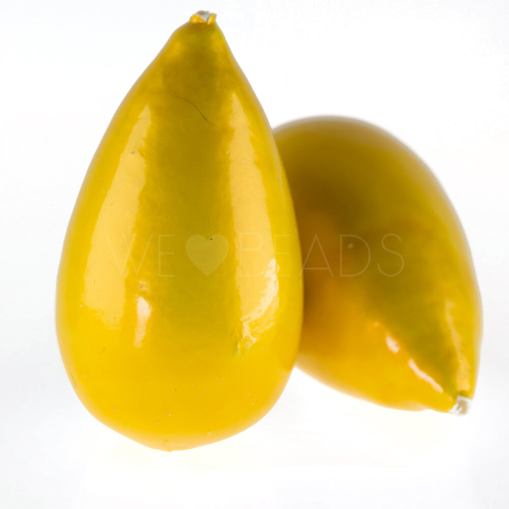 40x23 Paper-Mache Bead Tropfen in goldGelb