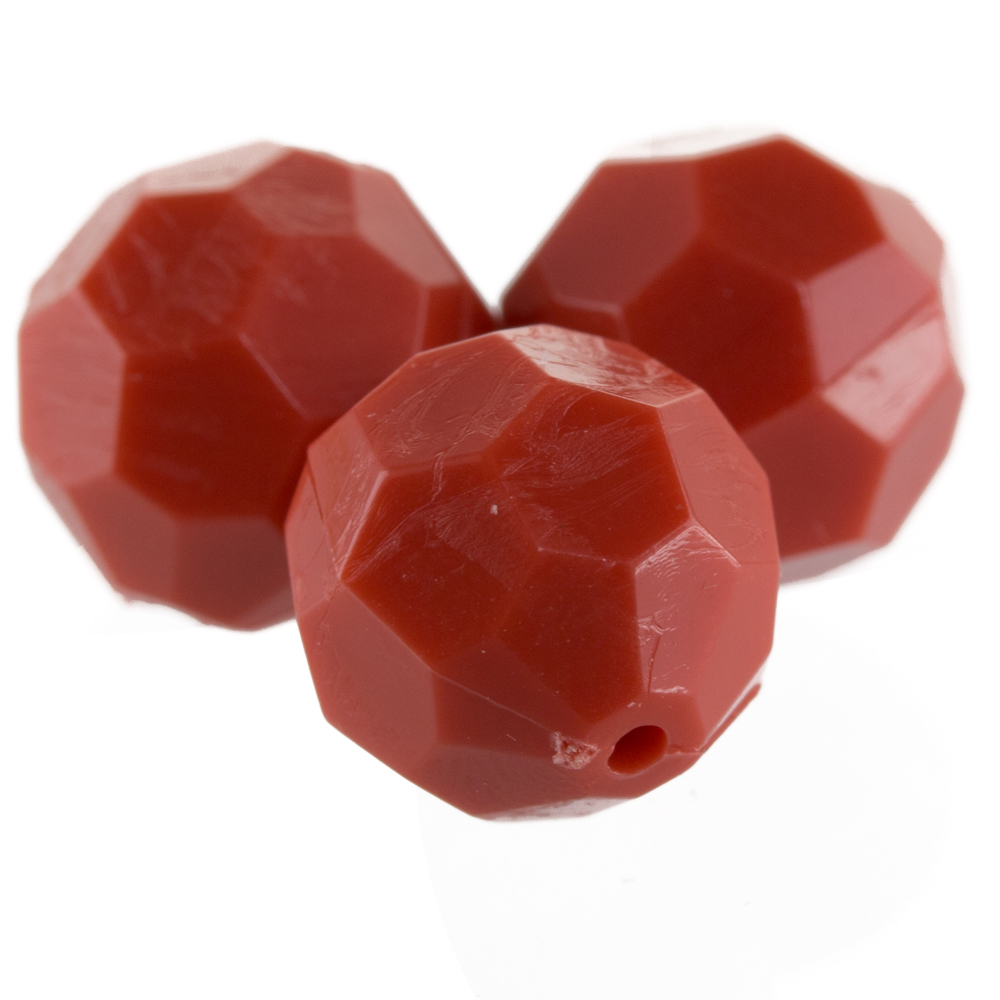 8mm  facettierte Rundperle in  korallrot Satt