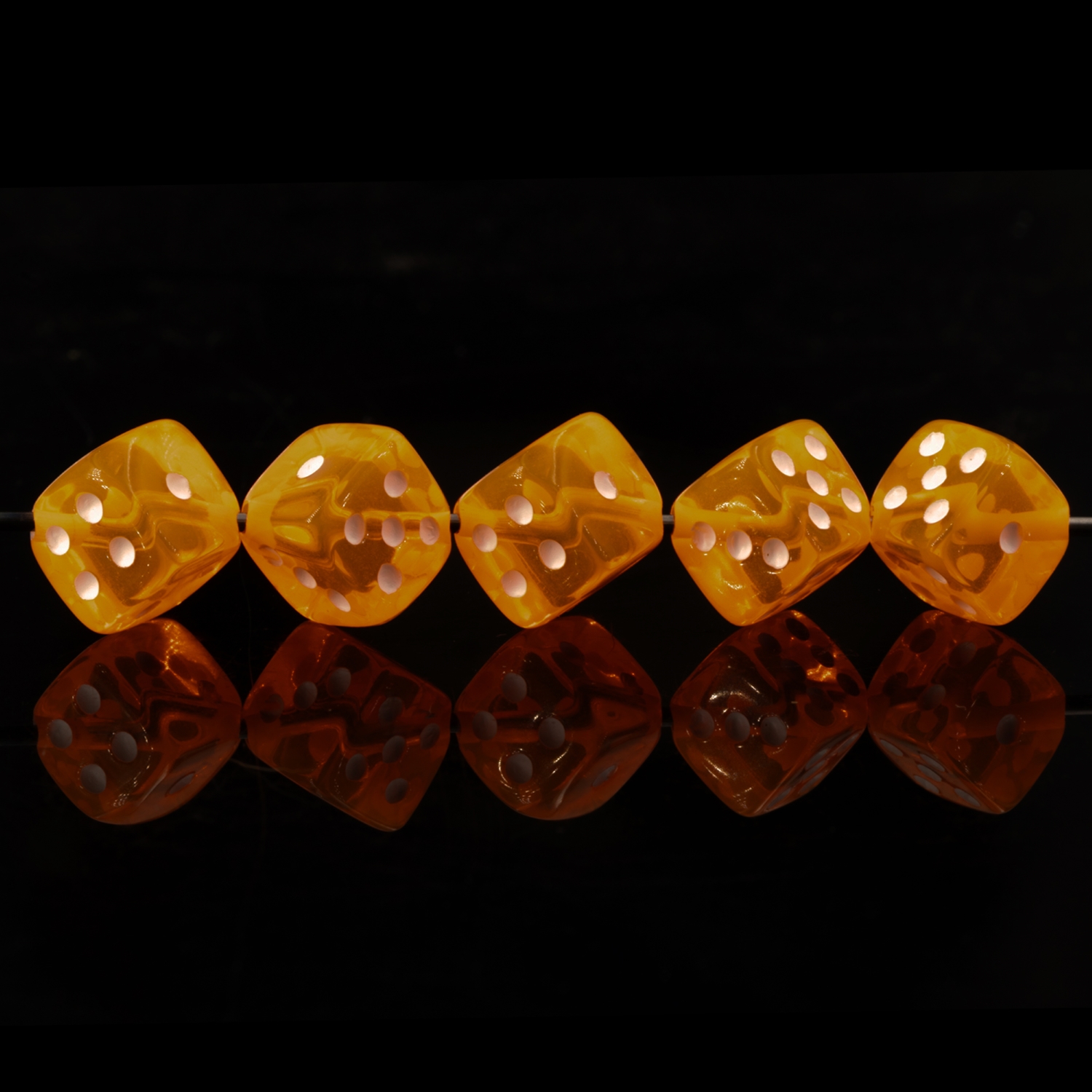  8mm Dice bead - neon orange / white Translucent, in
