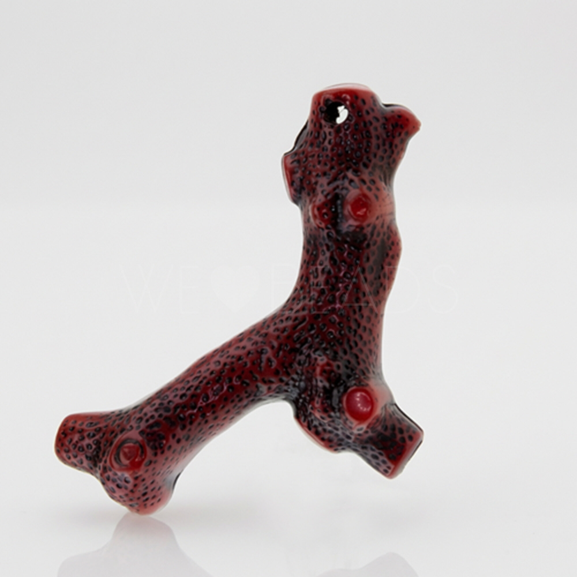 41mm Coral Beads in blood red / black