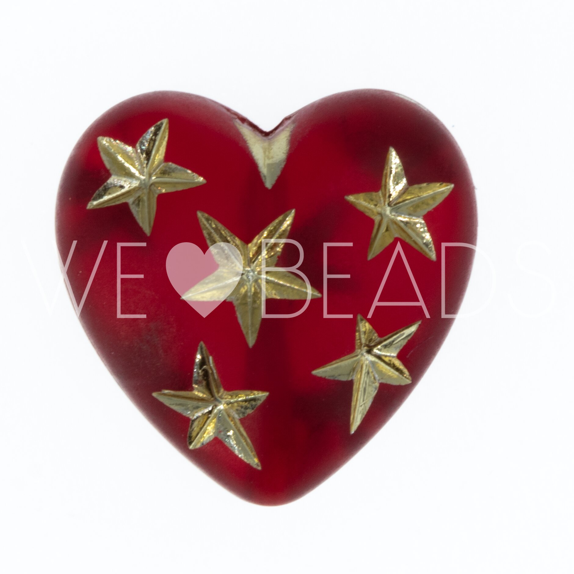14mm Herz-Perle in rot matt gold Matt
