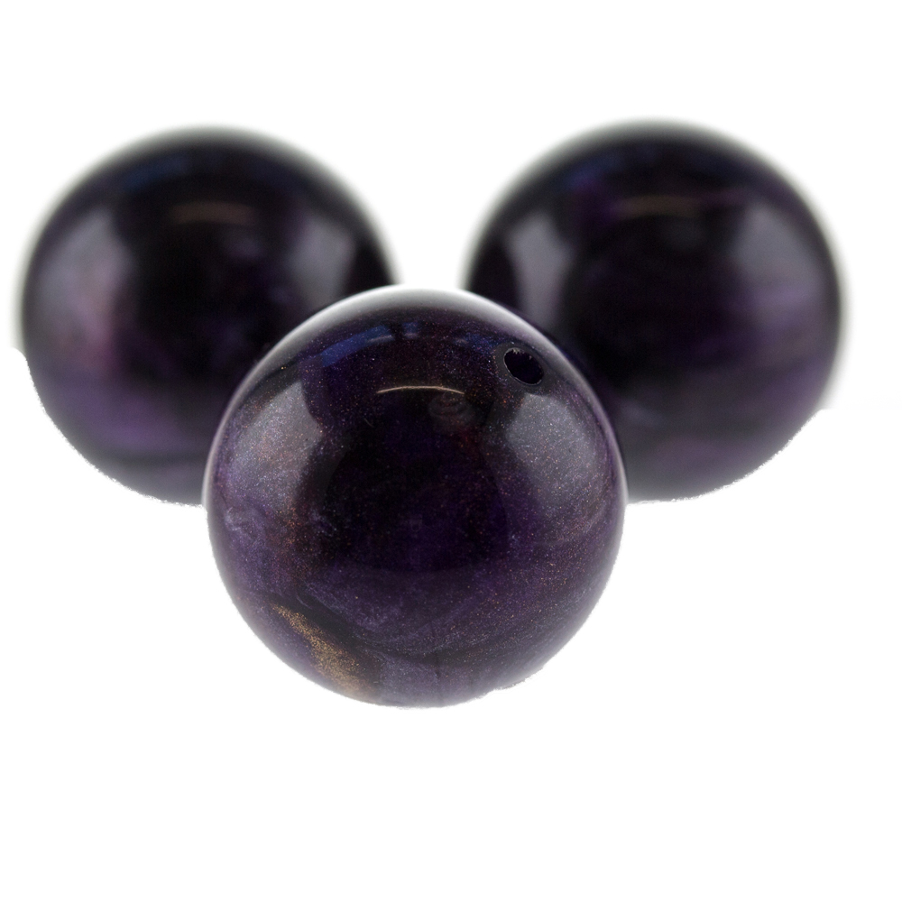 14mm Rundperle in  dunkel lila Seide
