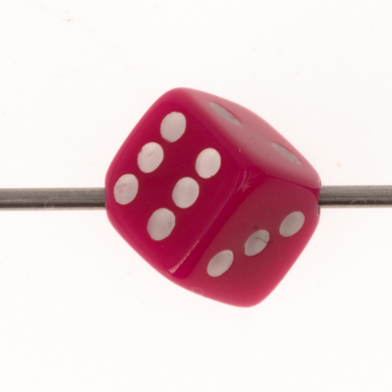 8mm Dice bead - neon pink Opaque, in
