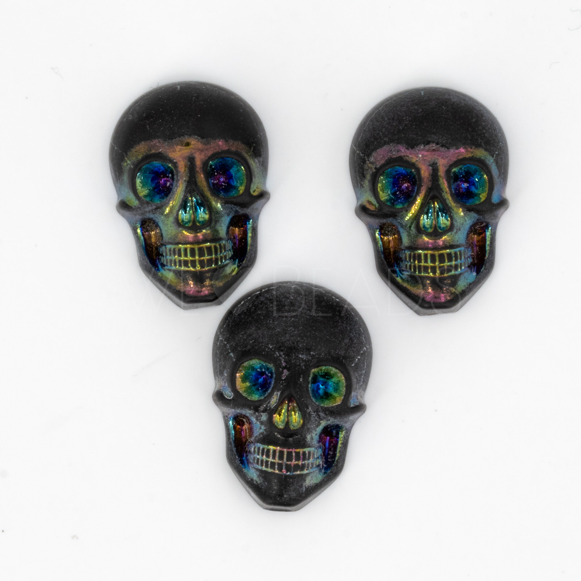 20x14 Cabochon Totenkopf in Schwarz matt AB