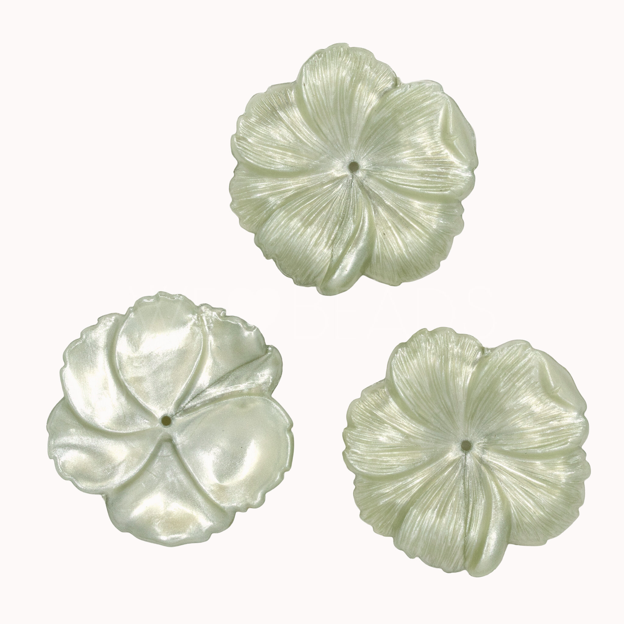 33mm Blume Perle in spargelgrün