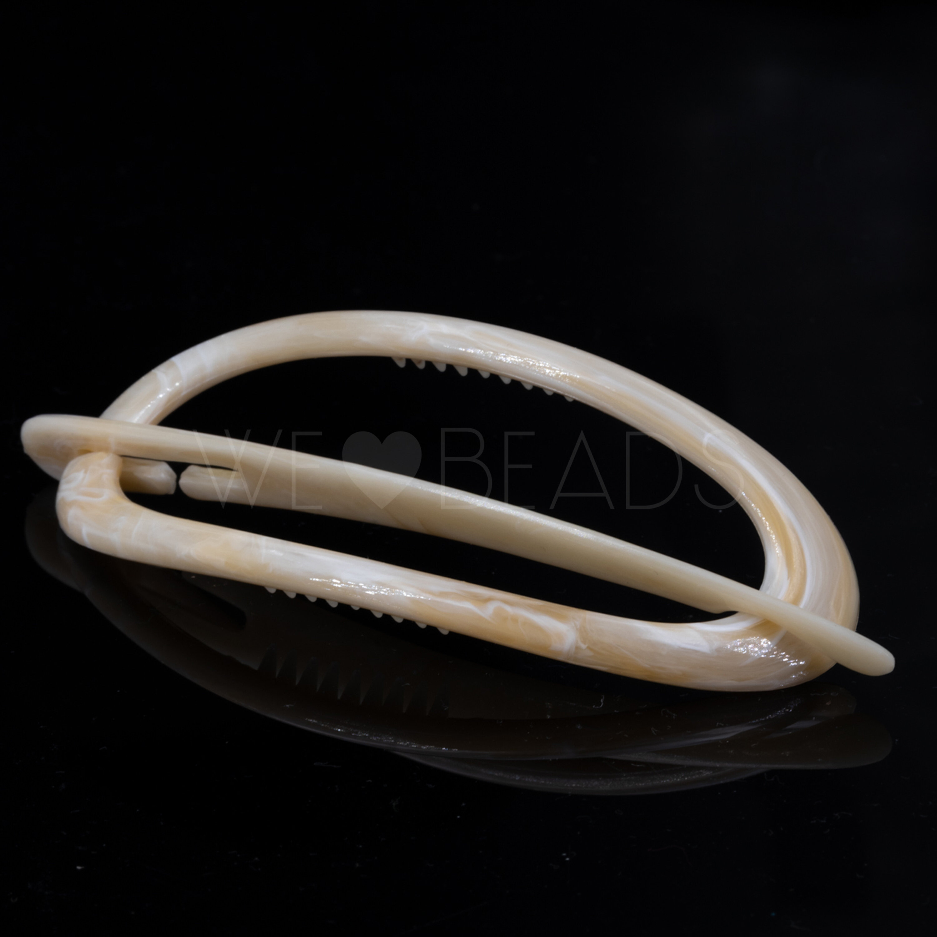 Dragonfly clip in ivorly Marbled, Large