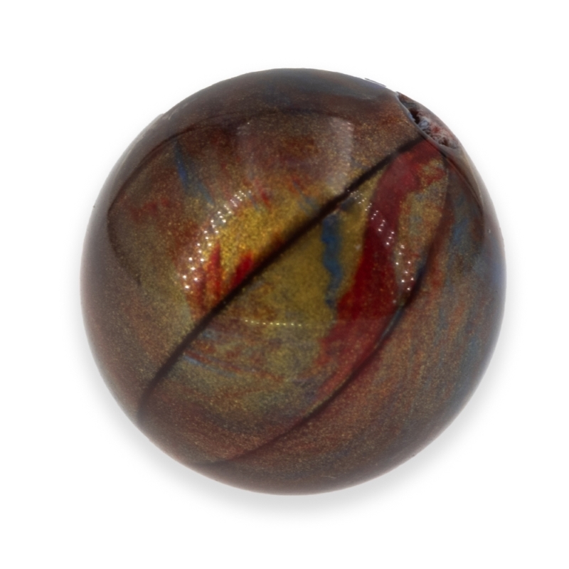 12mm Rundperle in  Sonnensturm kupfer Marmor, Seide