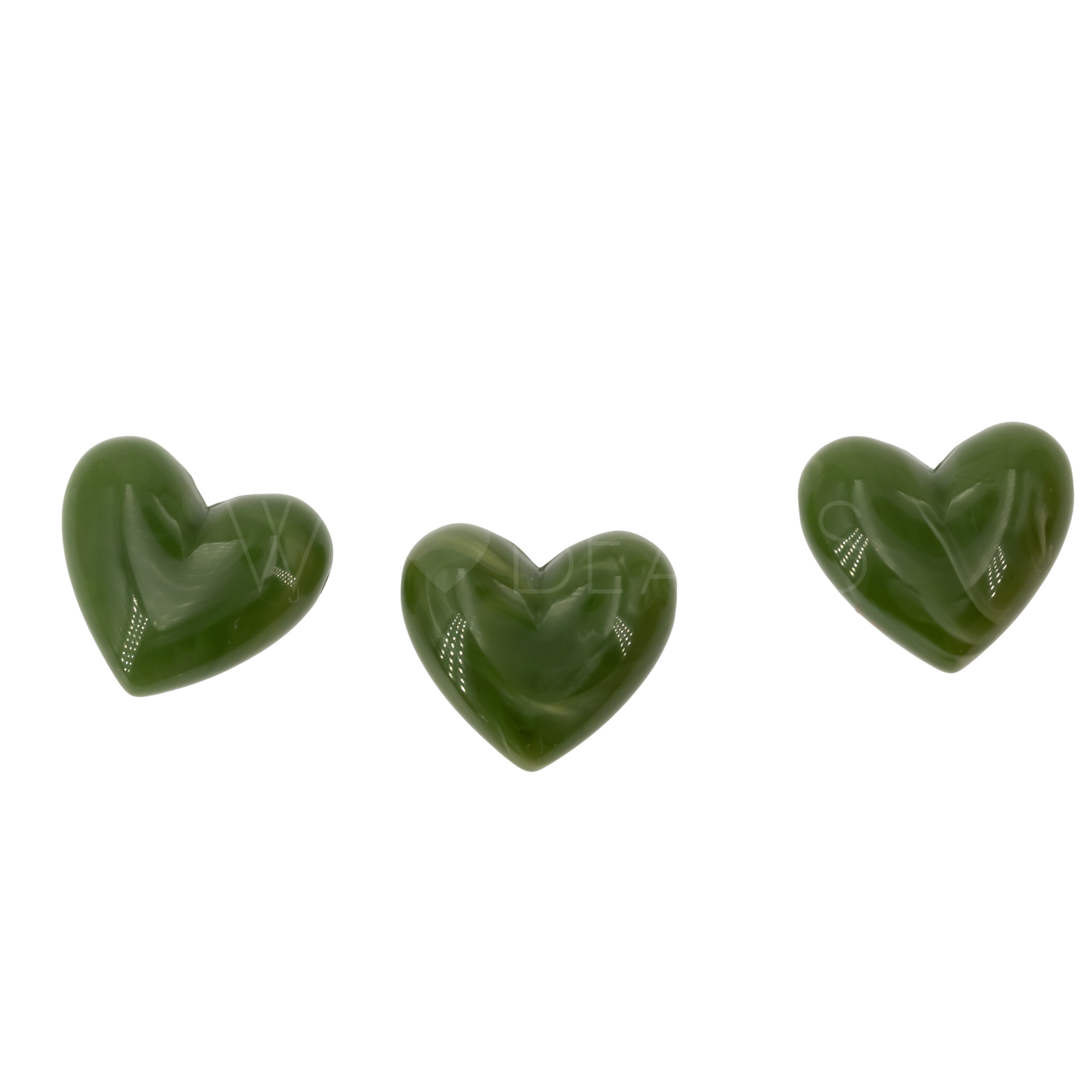 18mm Heart Beads in dark jade