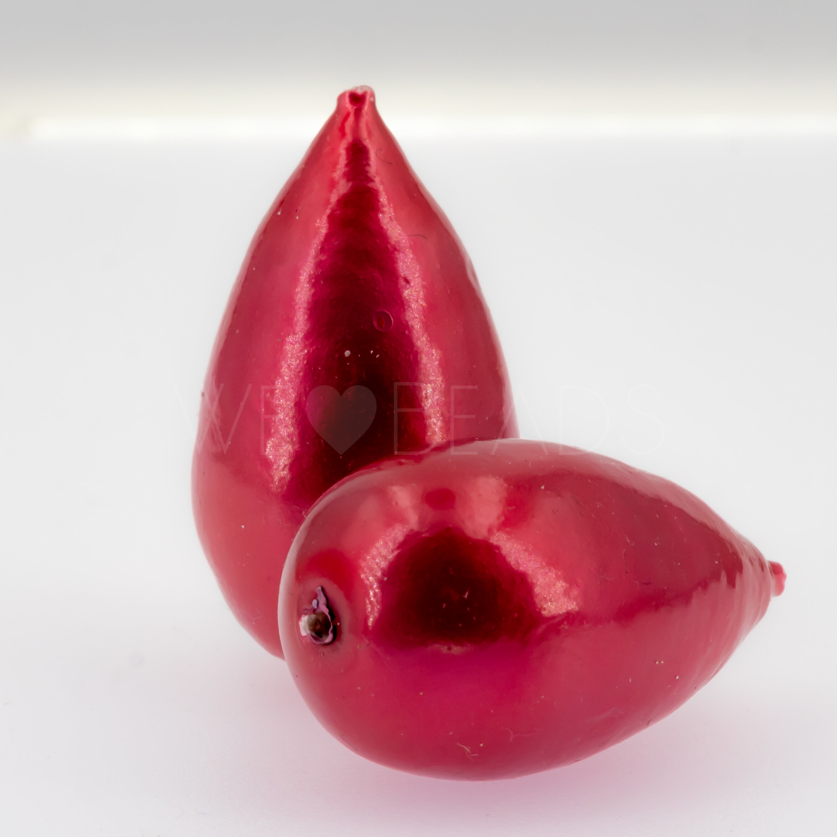 40x23 Paper-Mache Bead Tropfen in Himbeerrosa