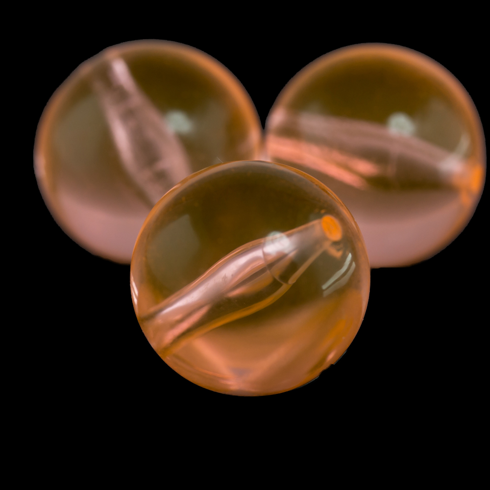25mm Rundperle in  neon lachs orange Transparent