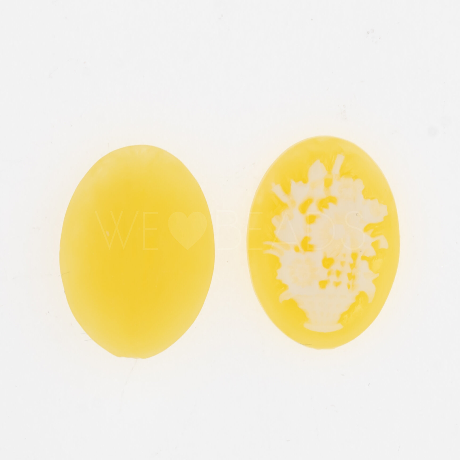 18x13 Kamee "Blumenkorb" oval in sonnengelb / elfenbein