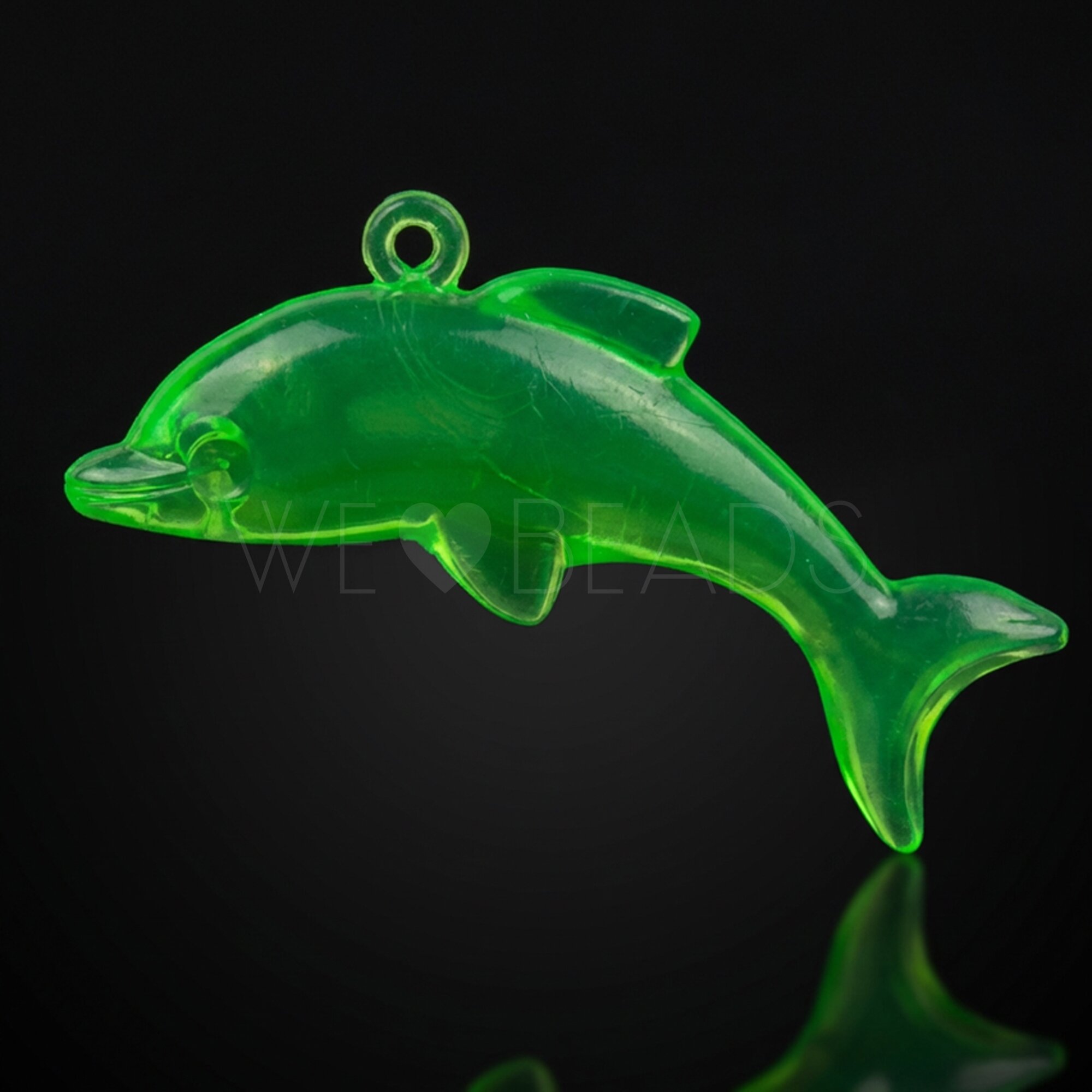 Transparent 36x15 delfin Anhänger in neon grün