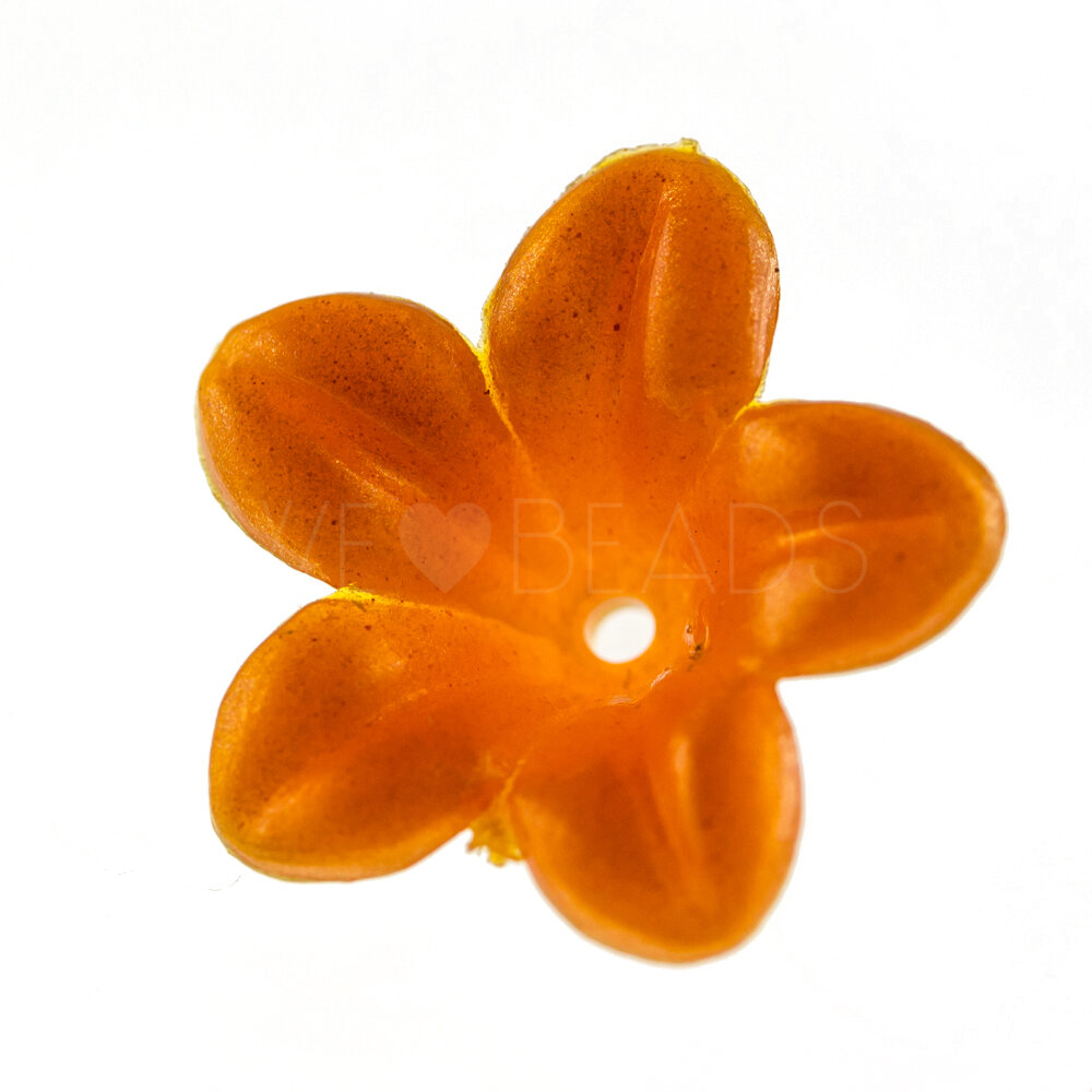 14mm Flower Beads in orange