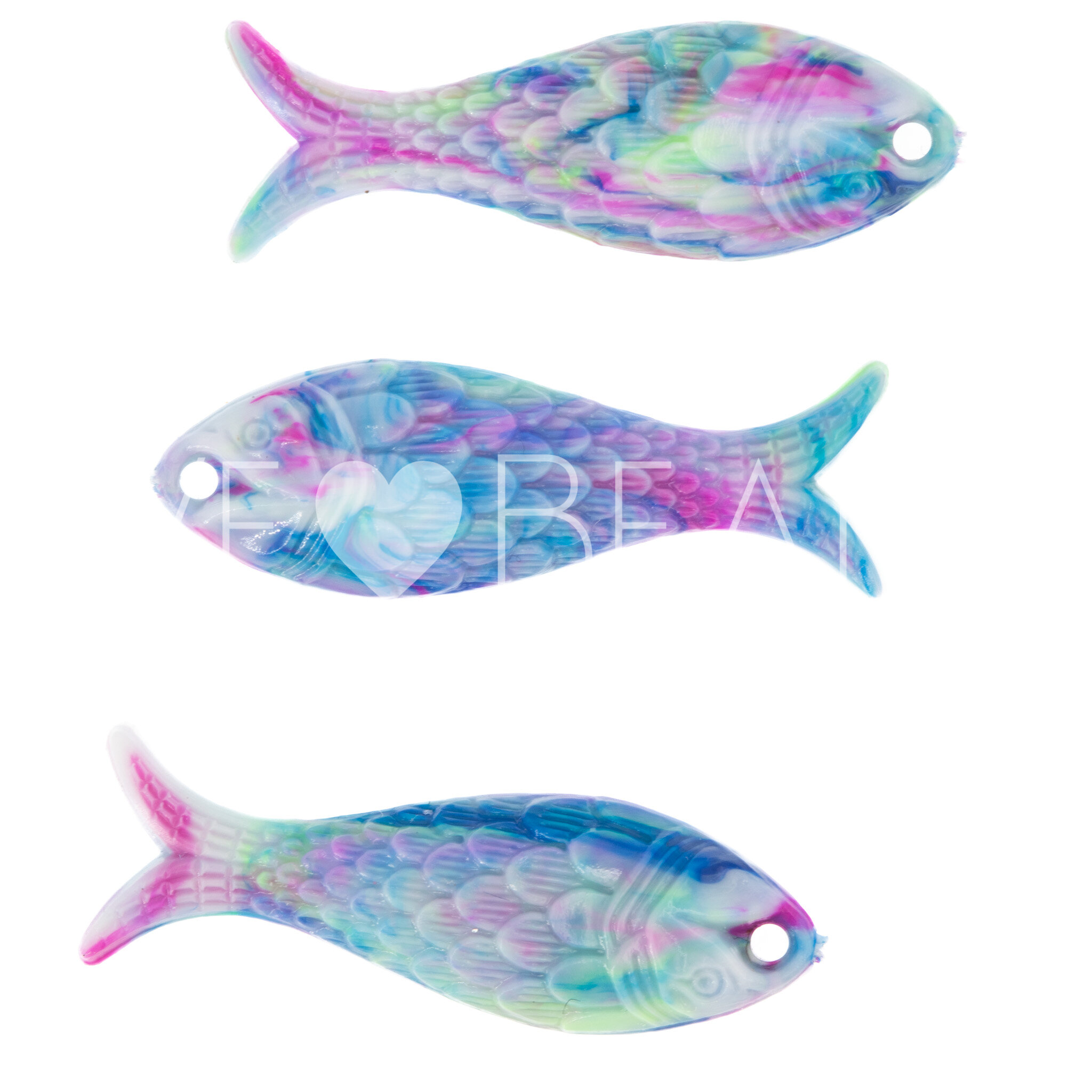 27x9 Fisch Charm in ocean blue Marbled