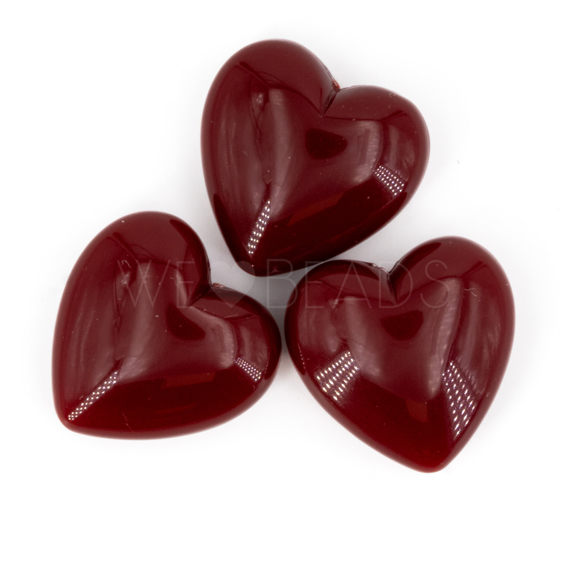 18mm Heart Beads in blood red