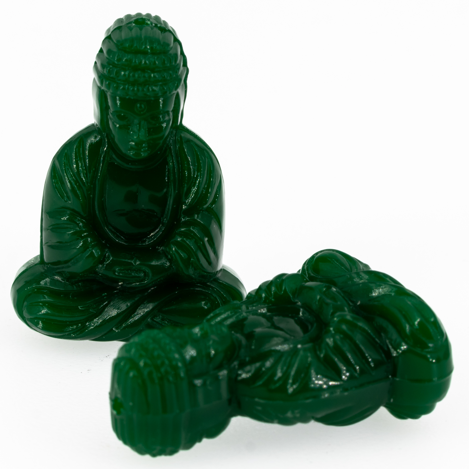 25x18 Buddha-Perle sitzend in emeraldgrün Satt