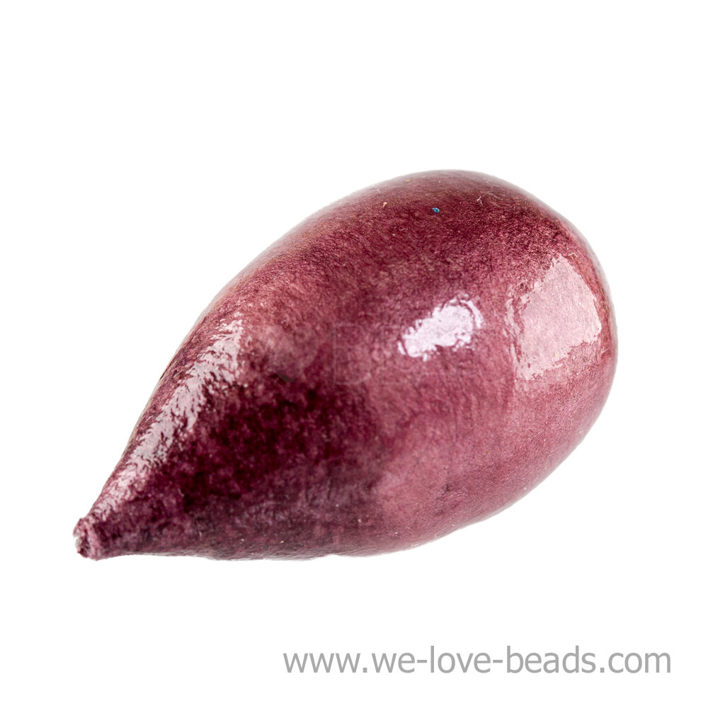 40x23 drop Paper-Mache Bead in malaga red cotton