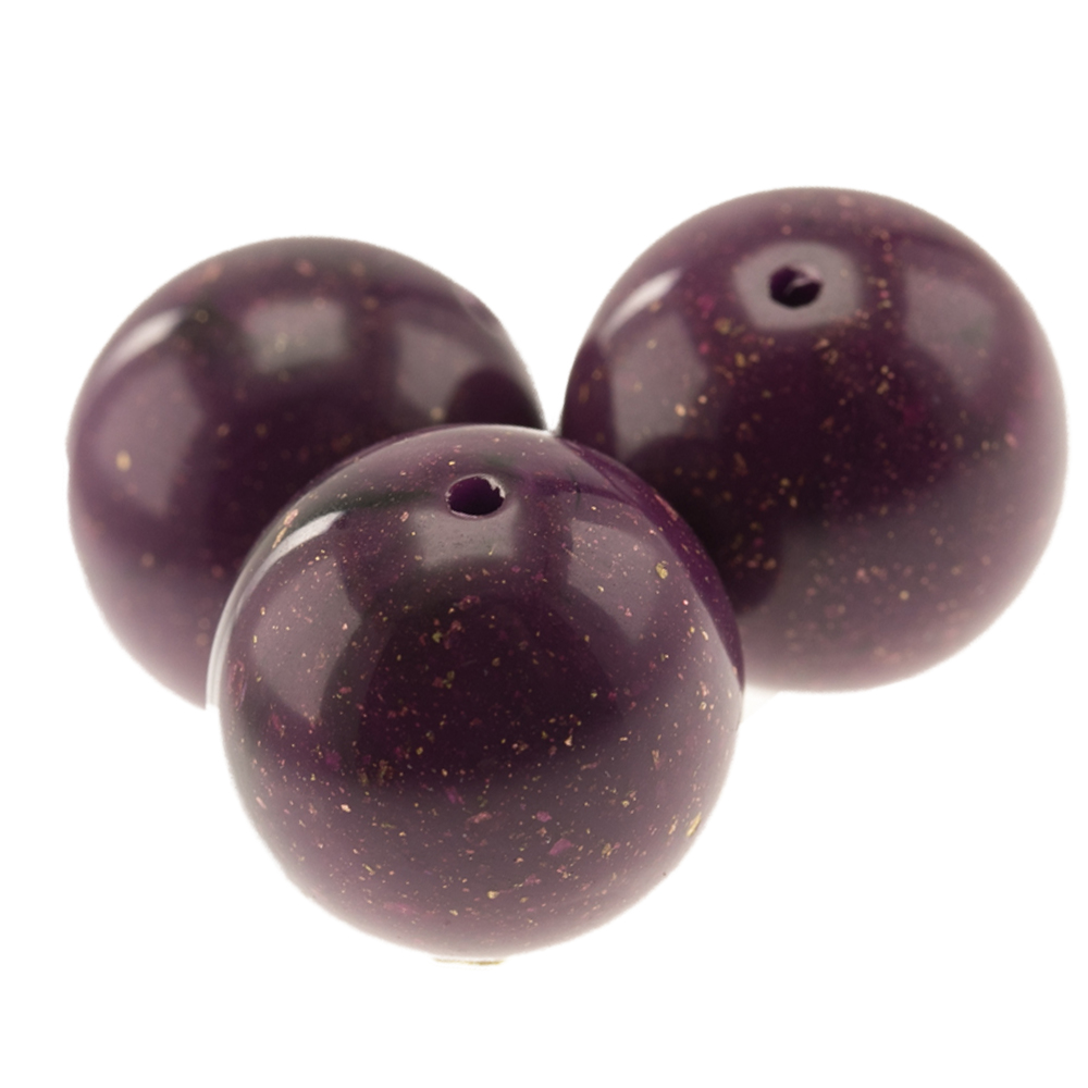 14mm Rundperle in  lila / flitter Satt