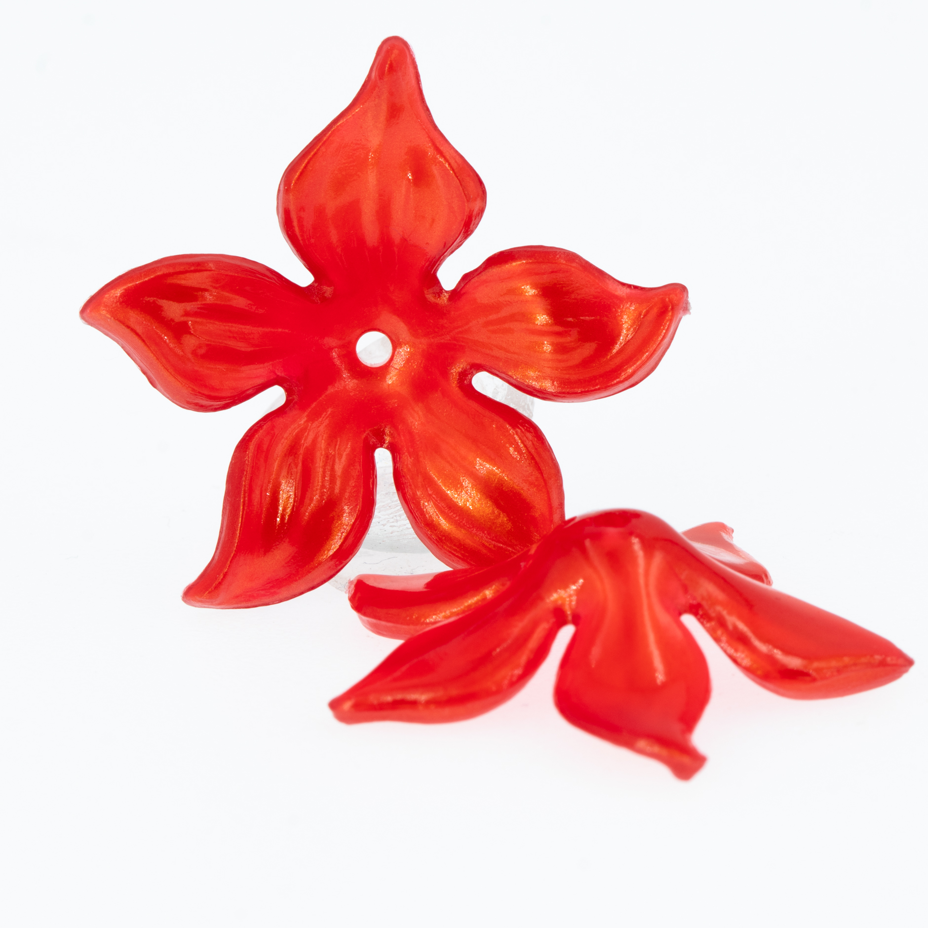 30mm Blume Perle in schimmerndes Mandarine orange Seide