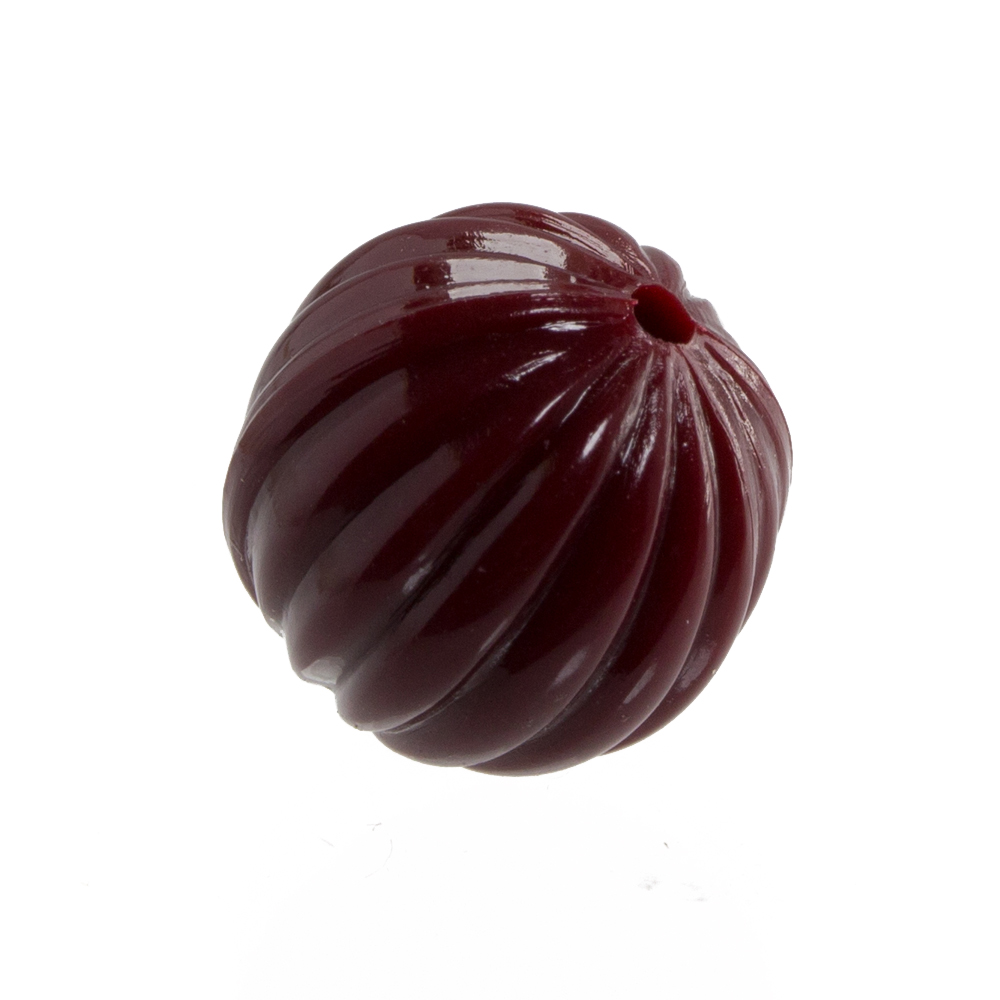 10mm gerillte Rund Perle in blutrot