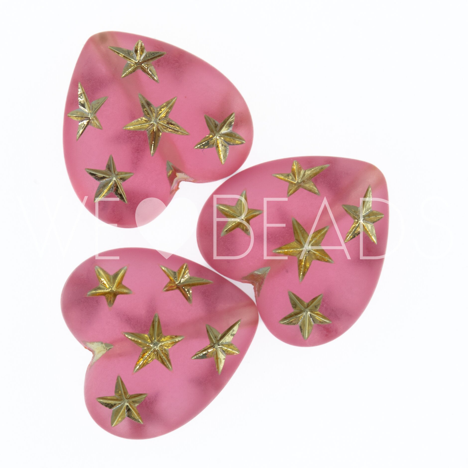 14mm Herz-Perle in Rosa Transparent, Matt