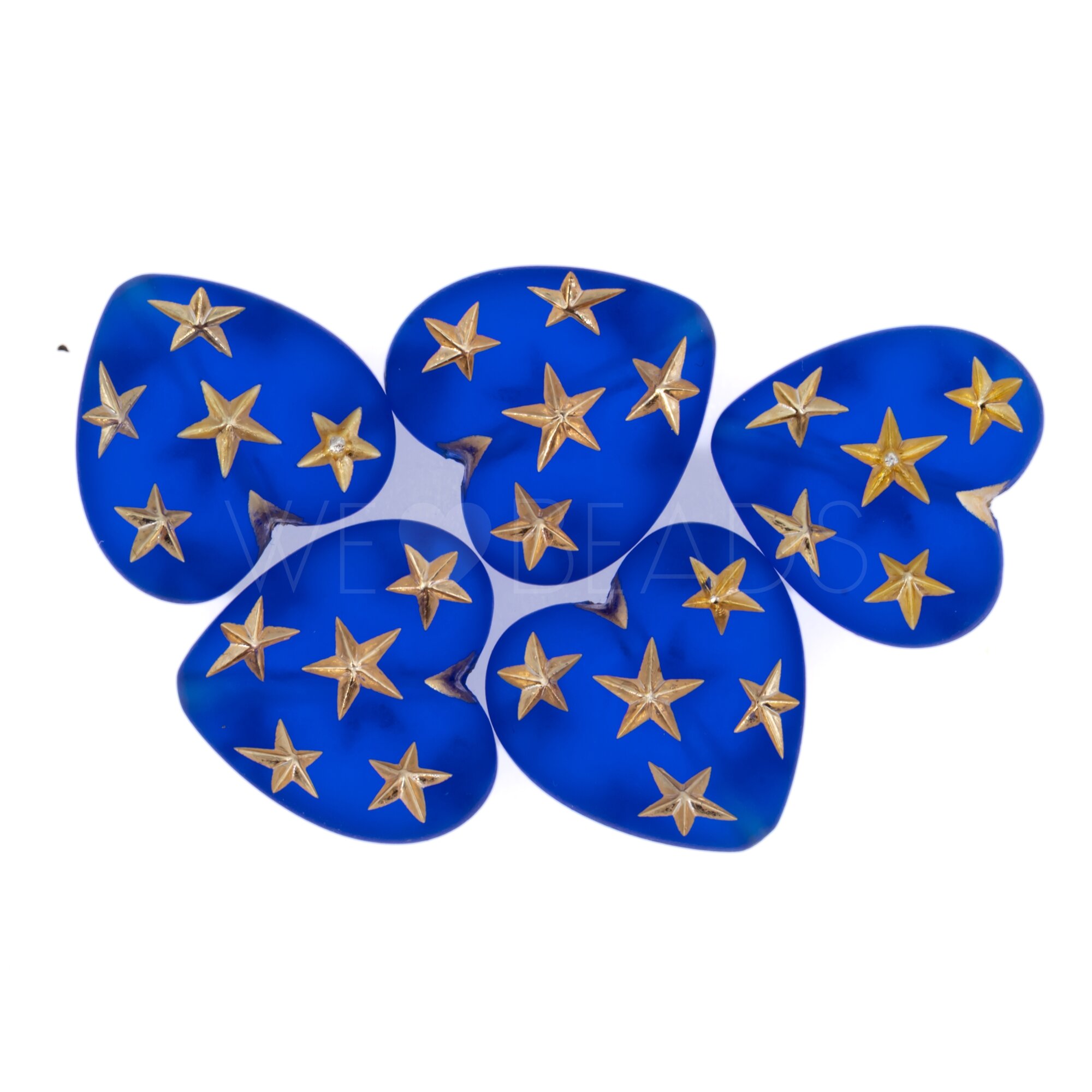 10mm Herz-Perle in blau Transparent, Matt, 2-Farbig