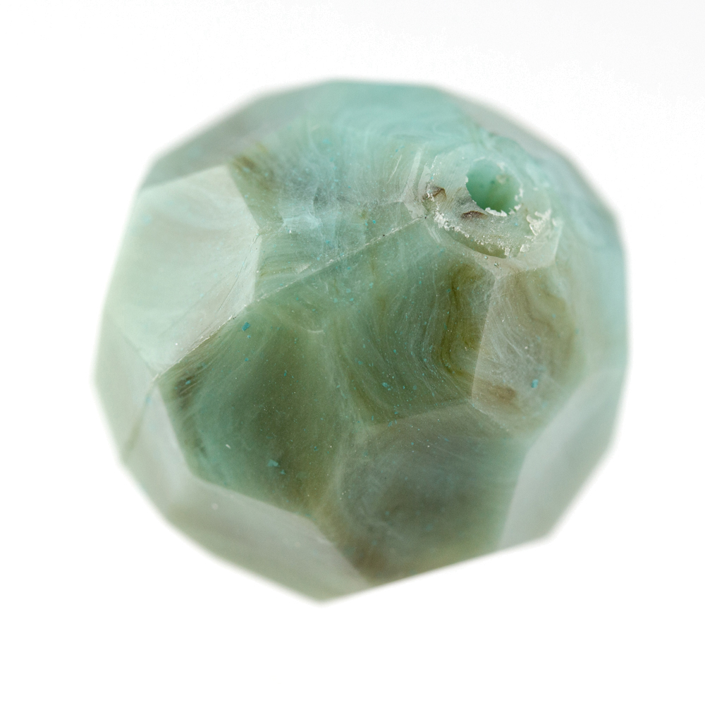 10mm  facettierte Rundperle in  türkis Marmor