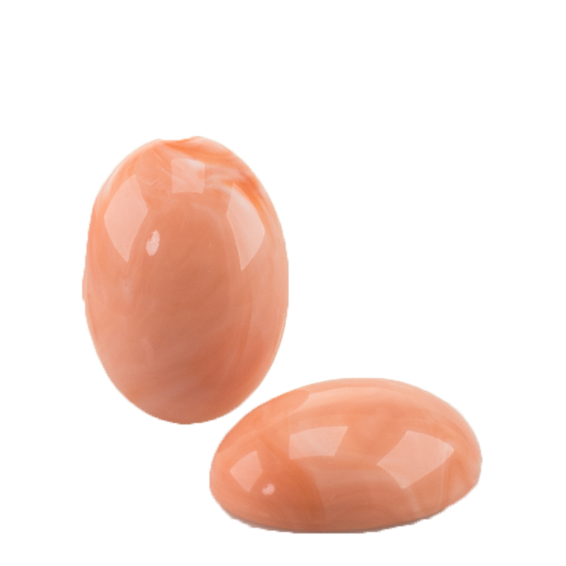 6x4 oval Cabochon in muschelrosa Weiß   