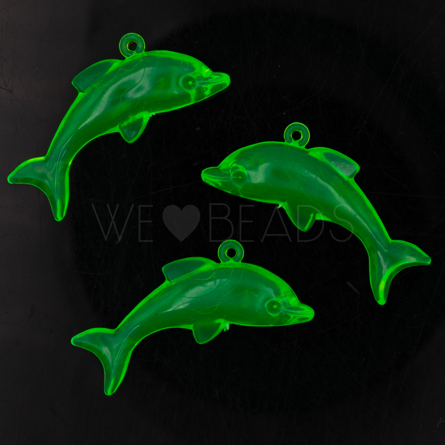 Transparent 36x15 delfin Anhänger in neon grün