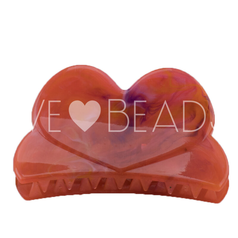 Heart Hair Clip in living Coral Large