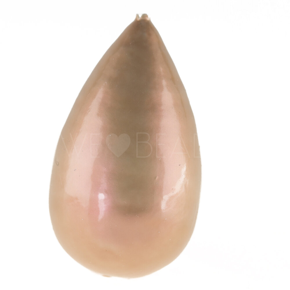40x23 drop Paper-Mache Bead in radiant peachbeige