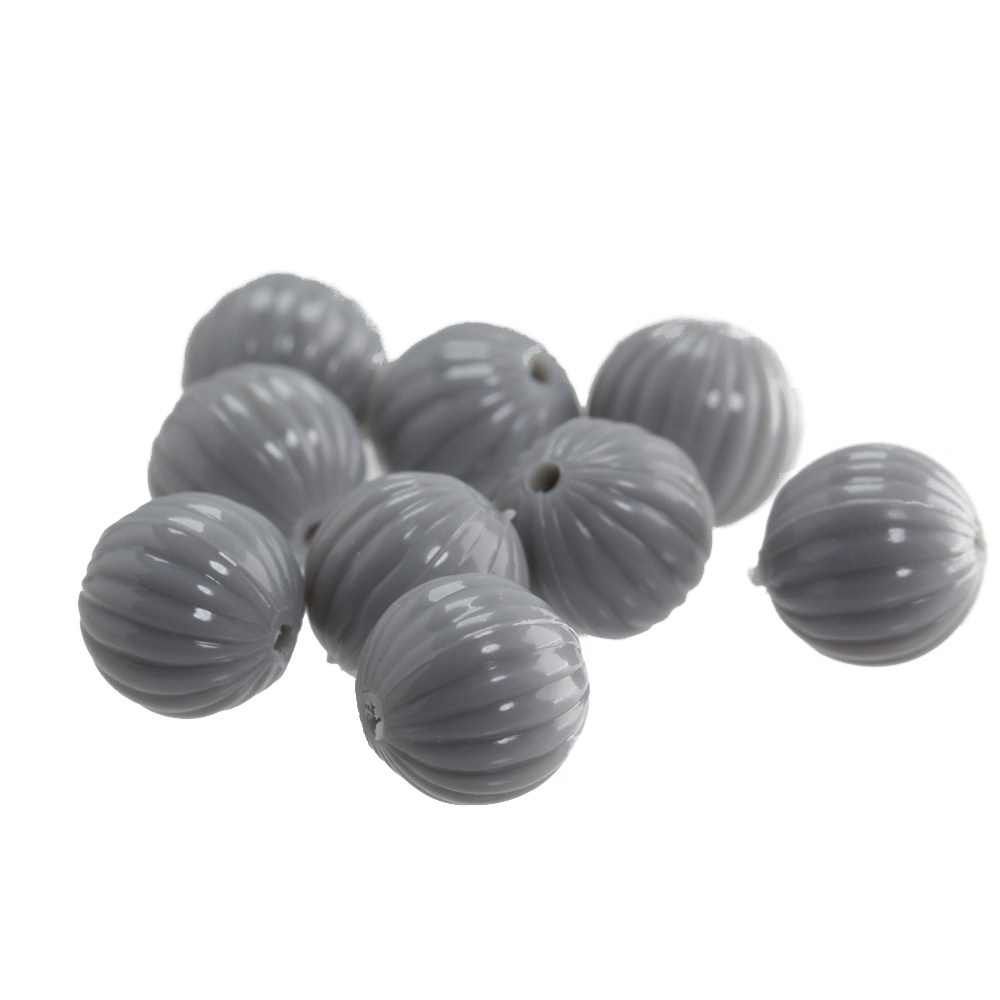 8mm gerillte Rund Perle in grau