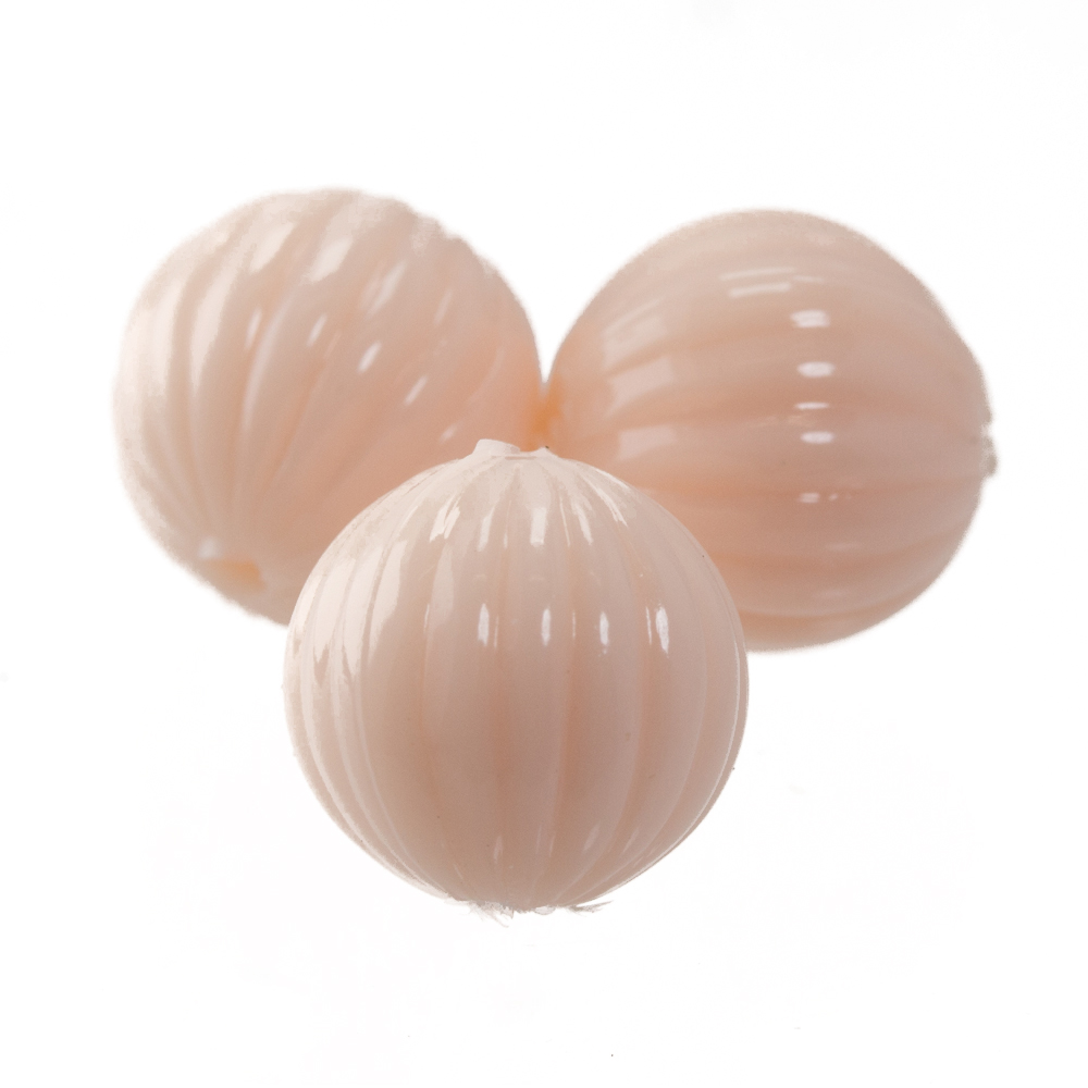 8mm gerillte Rund Perle in muschelrosa