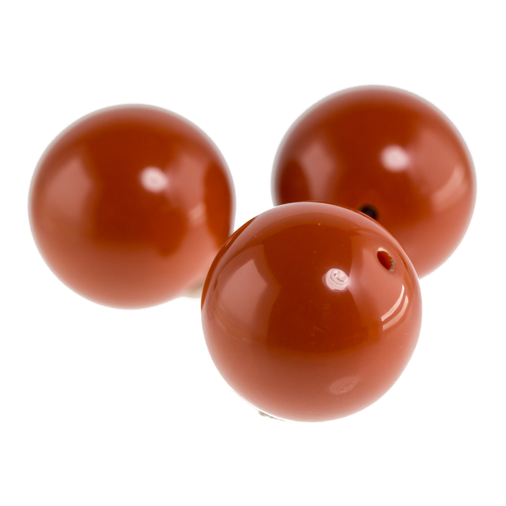 16mm Rundperle in  korallenrot dunkel Satt