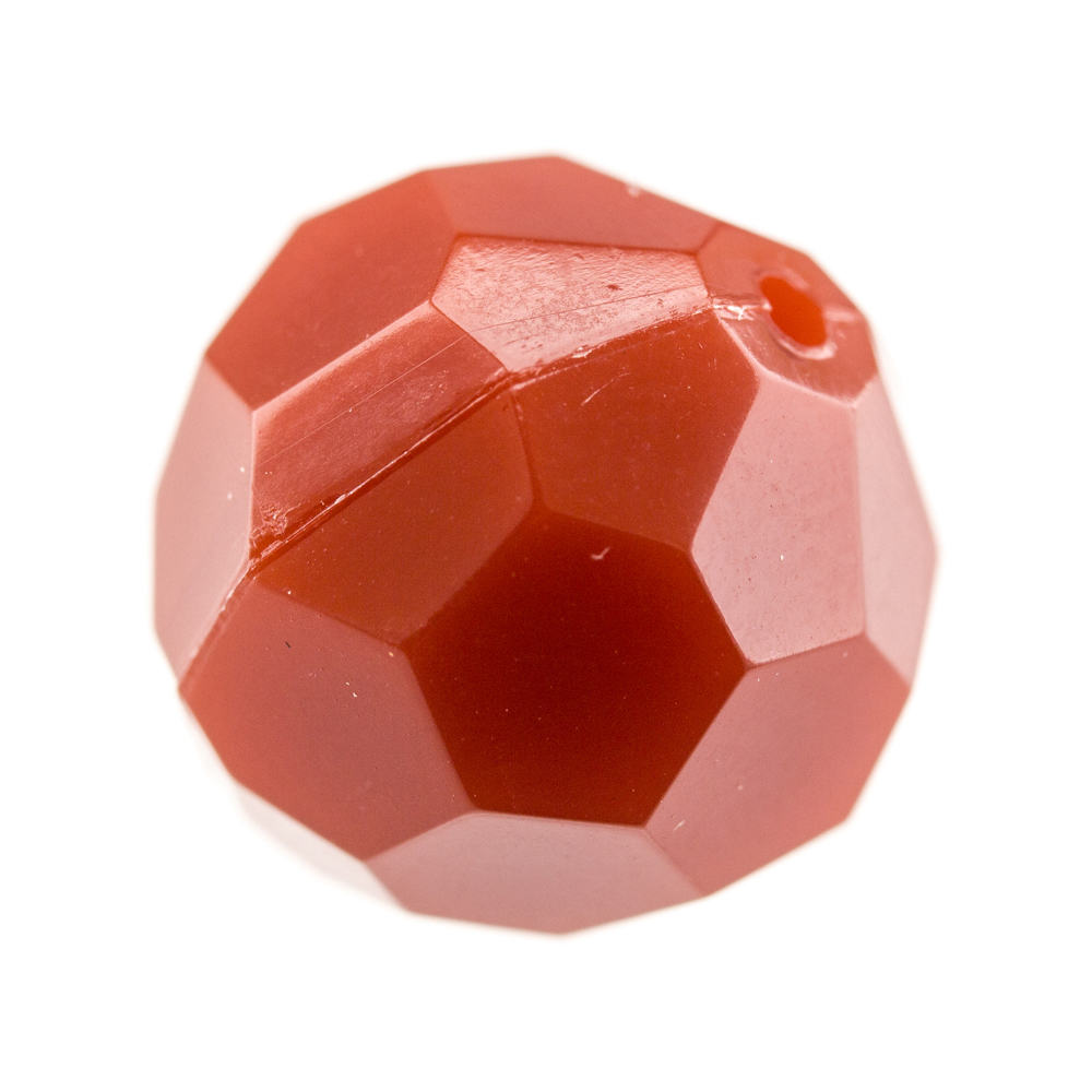 8mm  facettierte Rundperle in  tomatenrot Satt