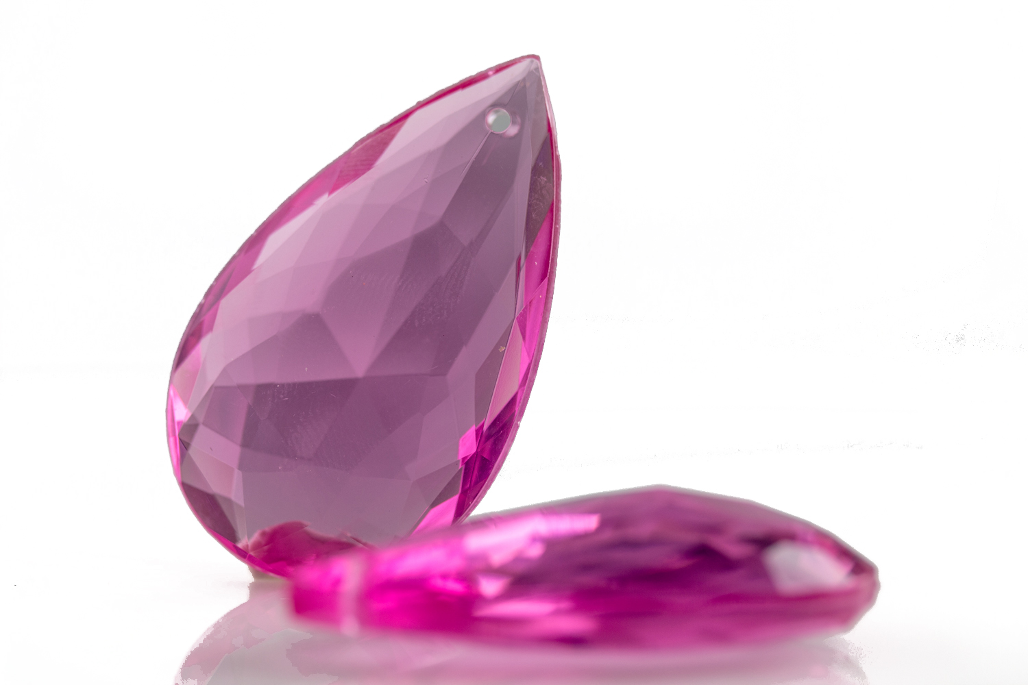 48x29 Tropfen Anhänger - pink Transparent