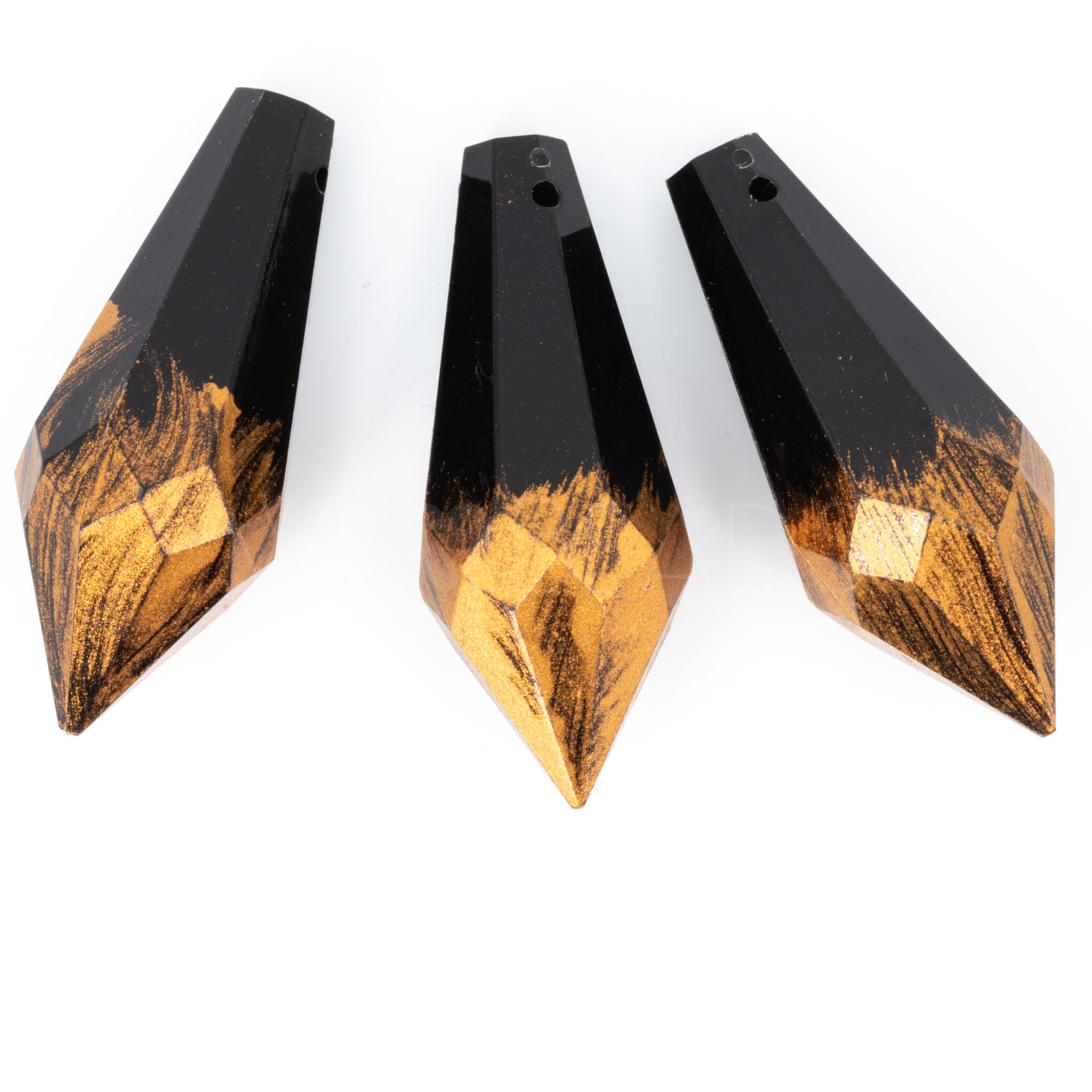 50x20 Tropfen Anhänger in schwarz-kupfer handbemahlt