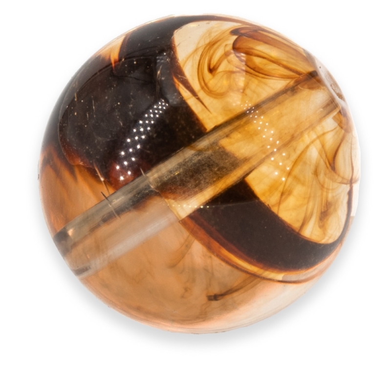 10mm Roundbead in smoky Amber Marbled, Translucent