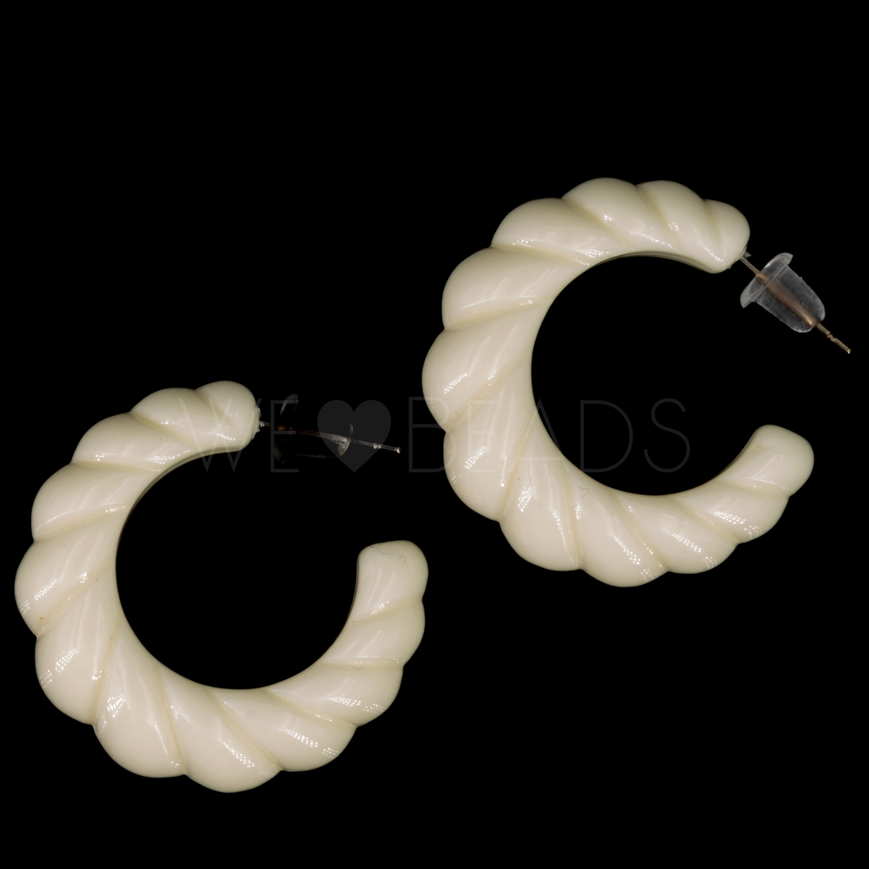 30mm Rund Creole in elfenbein