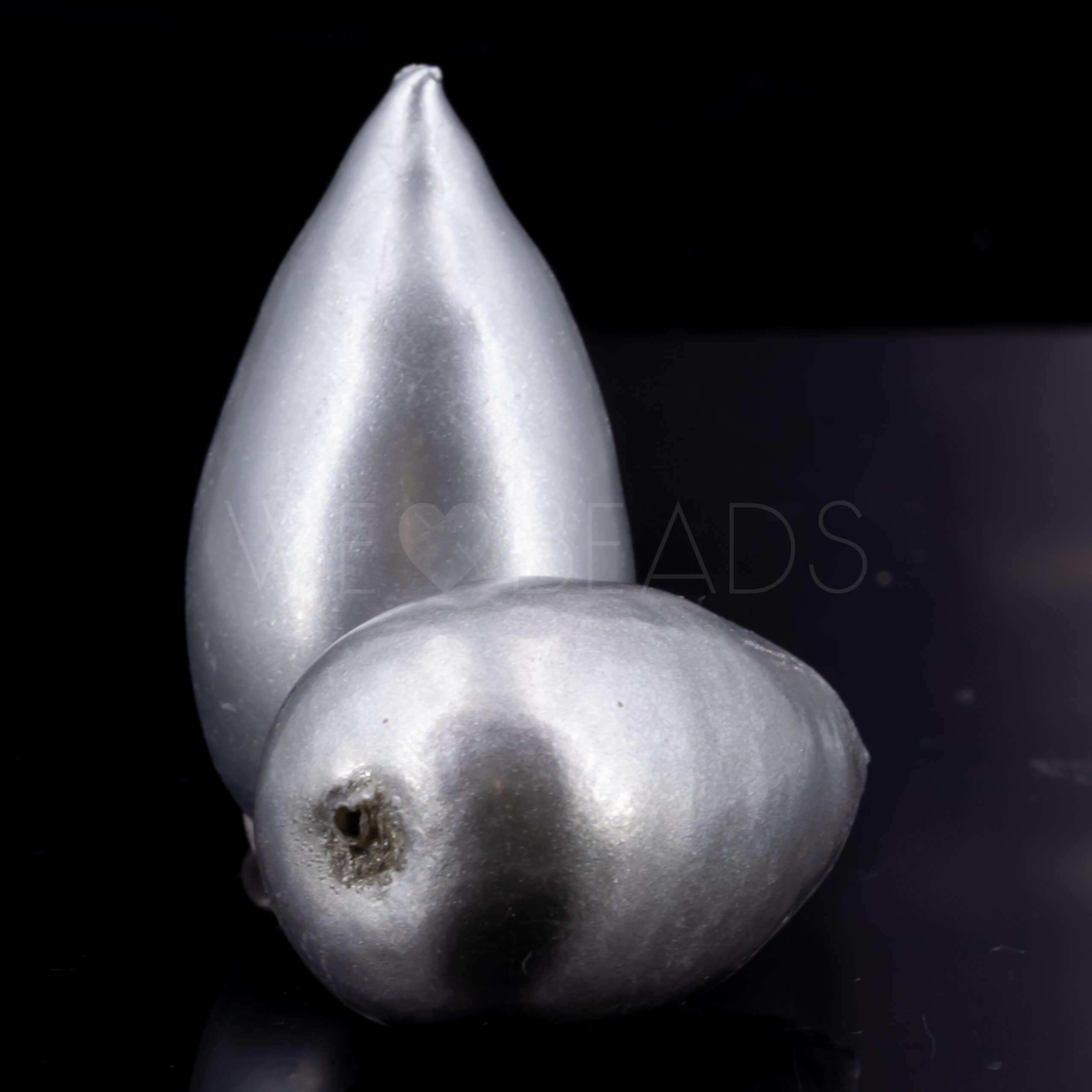 40x23 Paper-Mache Bead Tropfen in silbergrau