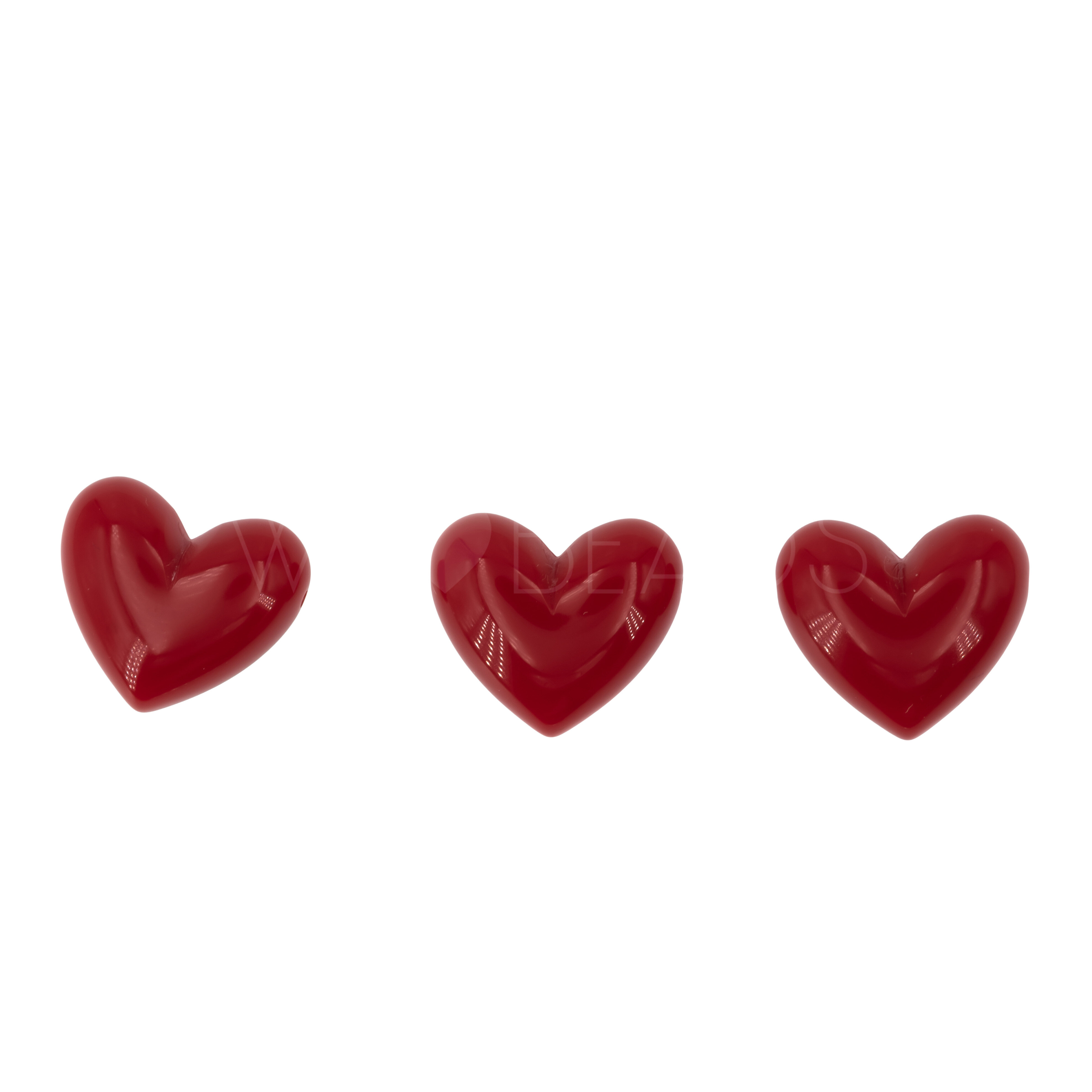15mm Heart Beads in red